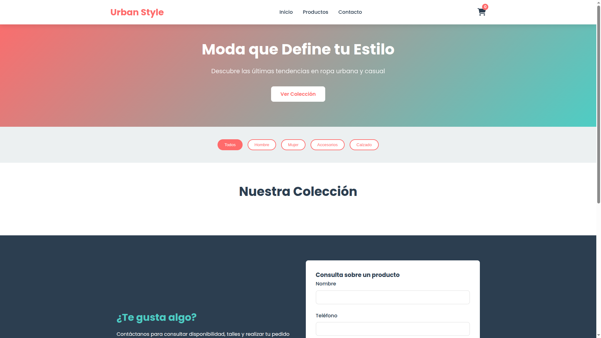 Ejemplo de web para tienda de ropa